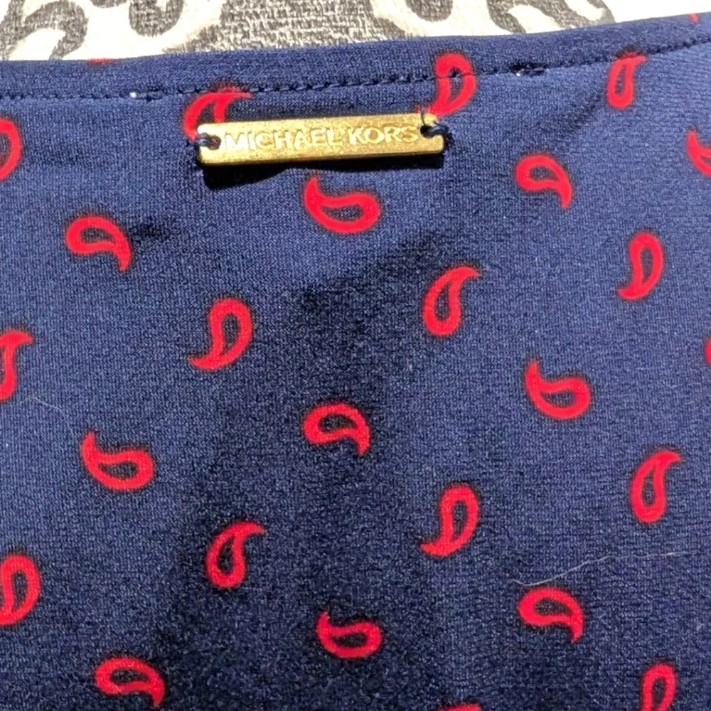 Michael Michael Kors Top Dark Coquette Y2K Womens S Ruffle Bow Feminine Navy Red - Picture 6 of 10
